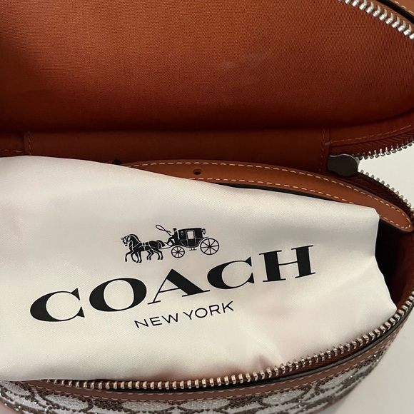 Coach Trail Bag Crystal Signature Jacquard Silver/Burnished Amber, 2 straps 🤎✨ - Picture 15 of 16